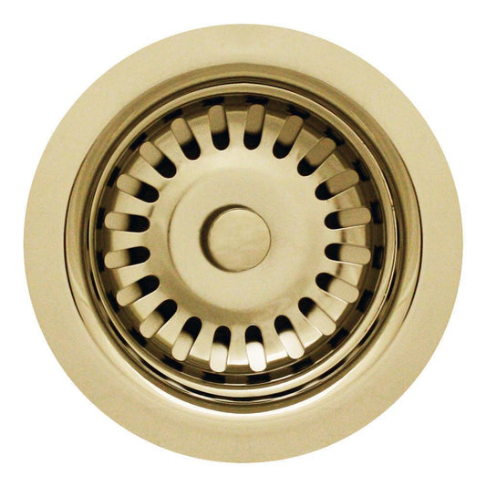 Whitehaus RNW35-B 3.5" Polished Brass Stainless Steel Basket strainer