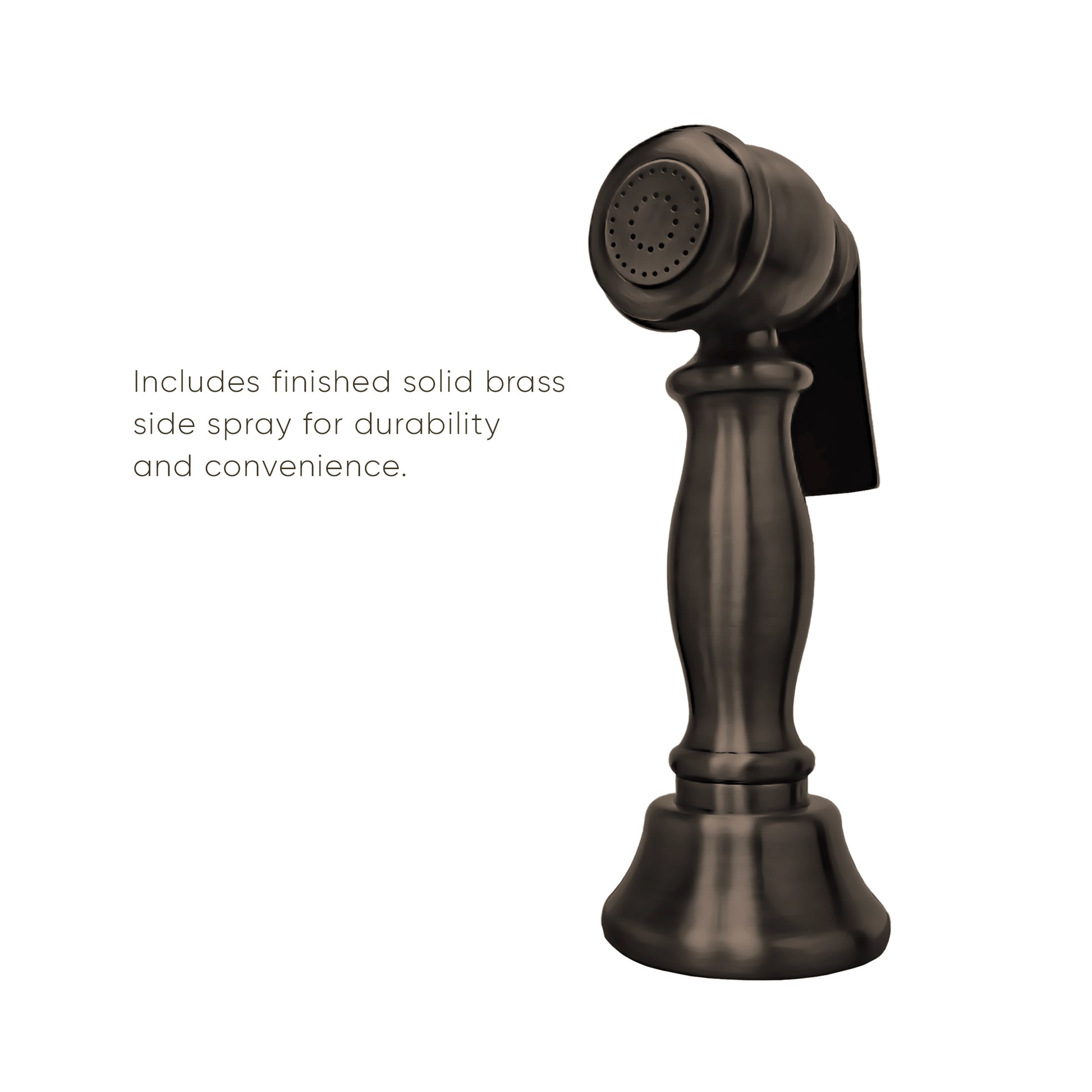 Whitehaus Vintage III Plus Oil Rubbed Bronze Brass Bridge Faucet With Long Gooseneck Swivel Spout, Lever Handles and Solid Brass Side Spray