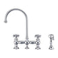 Whitehaus Vintage III Plus Polished Chrome Brass Bridge Faucet With Long Gooseneck Swivel Spout, Cross Handles and Solid Brass Side Spray