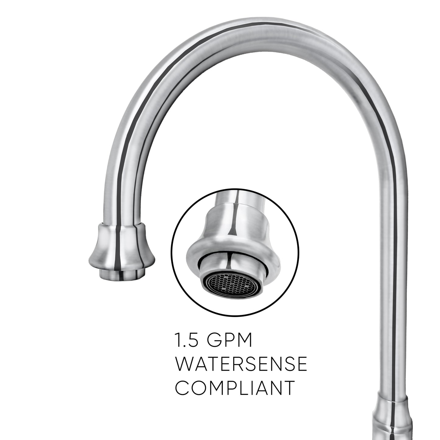 Whitehaus Vintage III Plus Polished Chrome Brass Bridge Faucet With Long Gooseneck Swivel Spout, Lever Handles and Solid Brass Side Spray
