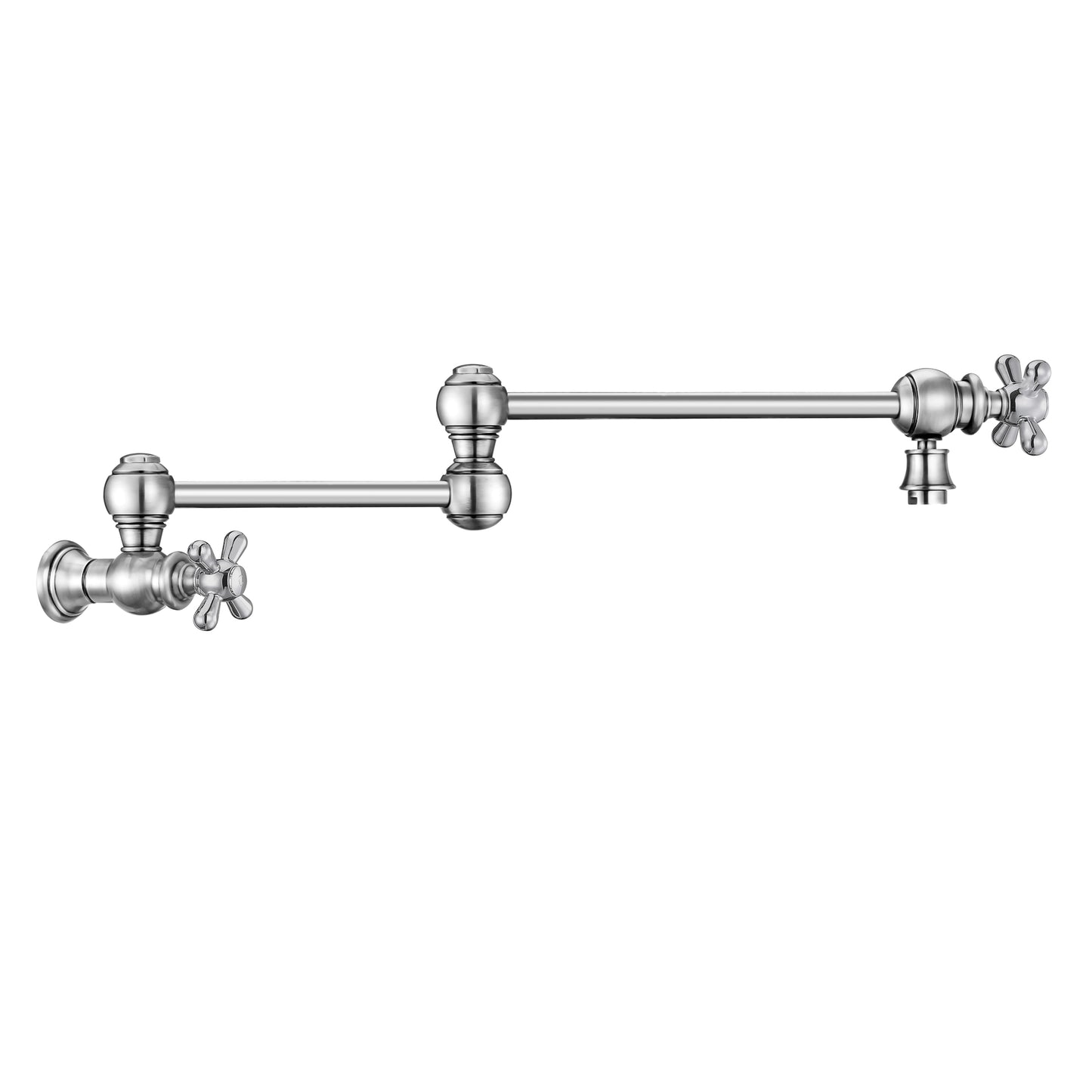 Whitehaus Vintage III Plus Polished Chrome Brass Wall Mount Retractable Swing Spout Pot Filler With Cross Handles