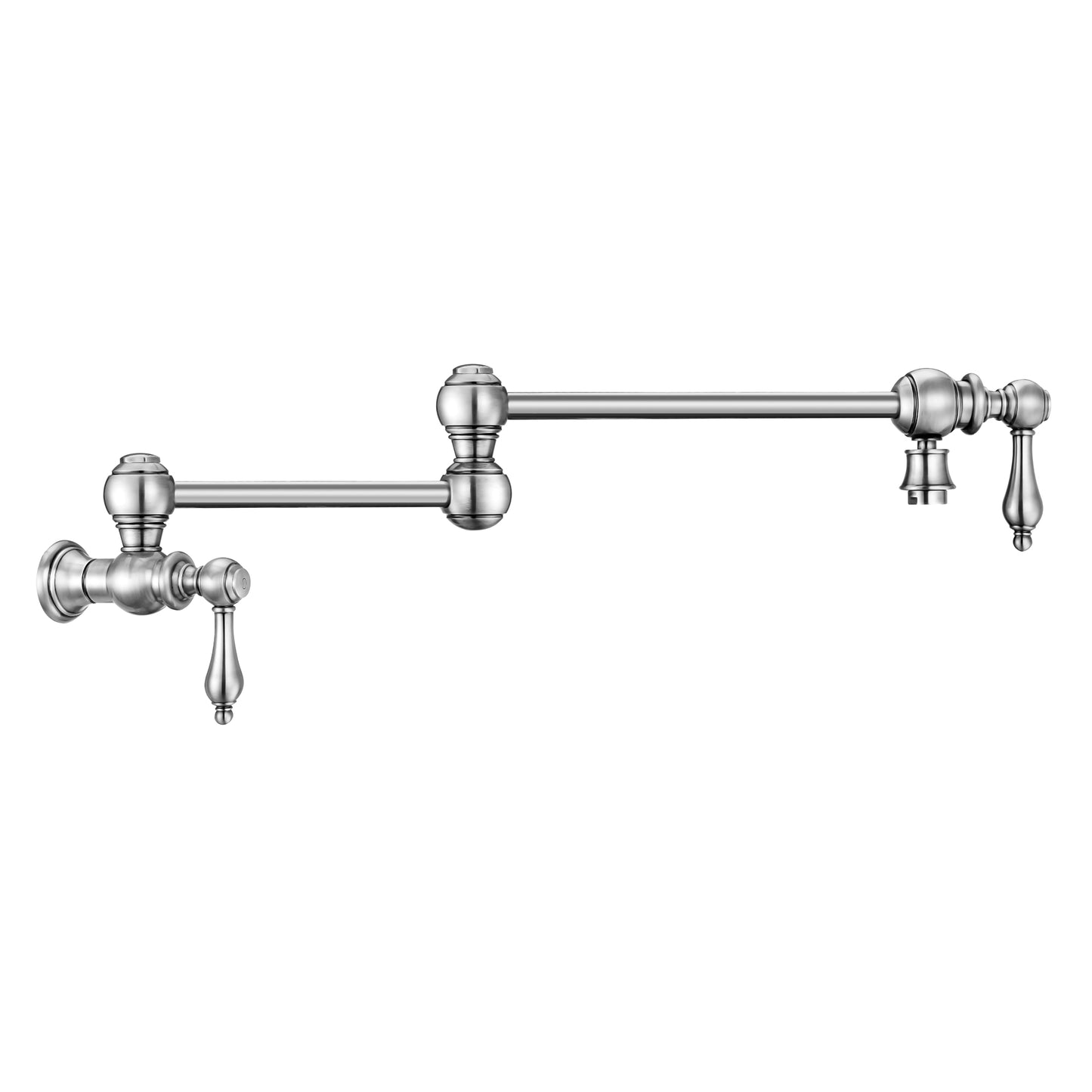 Whitehaus Vintage III Plus Polished Chrome Brass Wall Mount Retractable Swing Spout Pot Filler With Lever Handles
