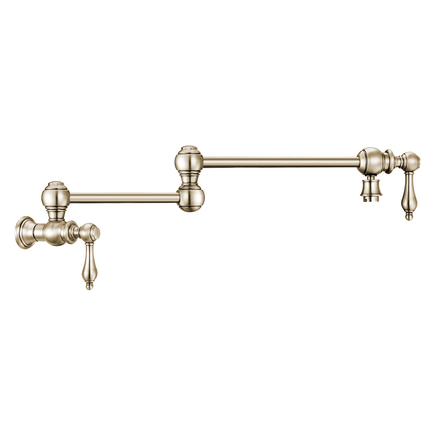 Whitehaus Vintage III Plus Polished Nickel Brass Wall Mount Retractable Swing Spout Pot Filler With Lever Handles