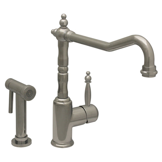 Whitehaus WH2070800-C Jem Collection Single Lever Handle Faucet with Traditional Swivel Spout and Solid Brass Side Spray