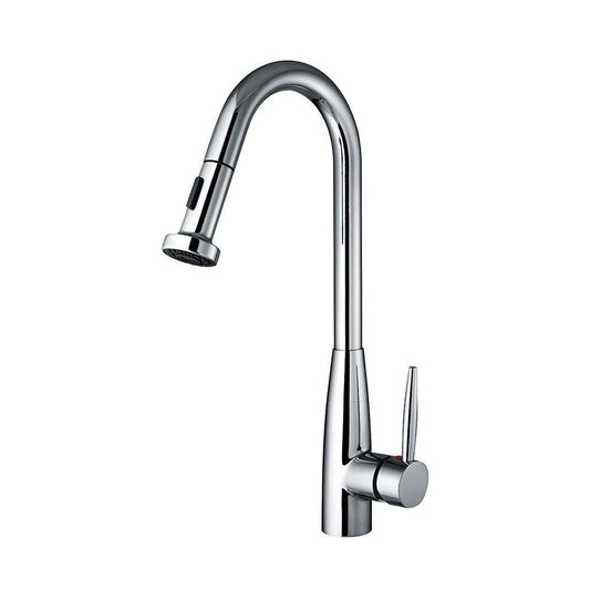 Whitehaus WH2070838-C Jem Collectin Single Hole/Single Lever Handle Faucet with a Gooseneck Swivel Spout and Pull-Down Spray Head