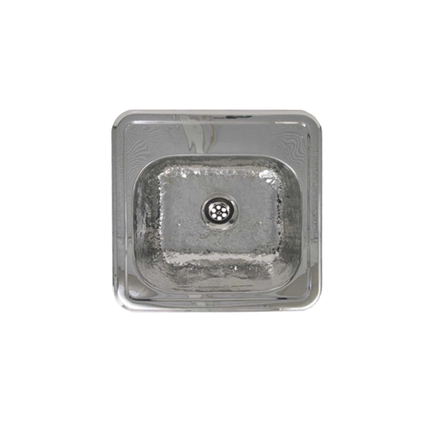 Whitehaus WH692ABB Decorative Square Drop-in Entertainment/Prep Sink with a Hammered Texture Bowl and Mirrored Finish Ledge