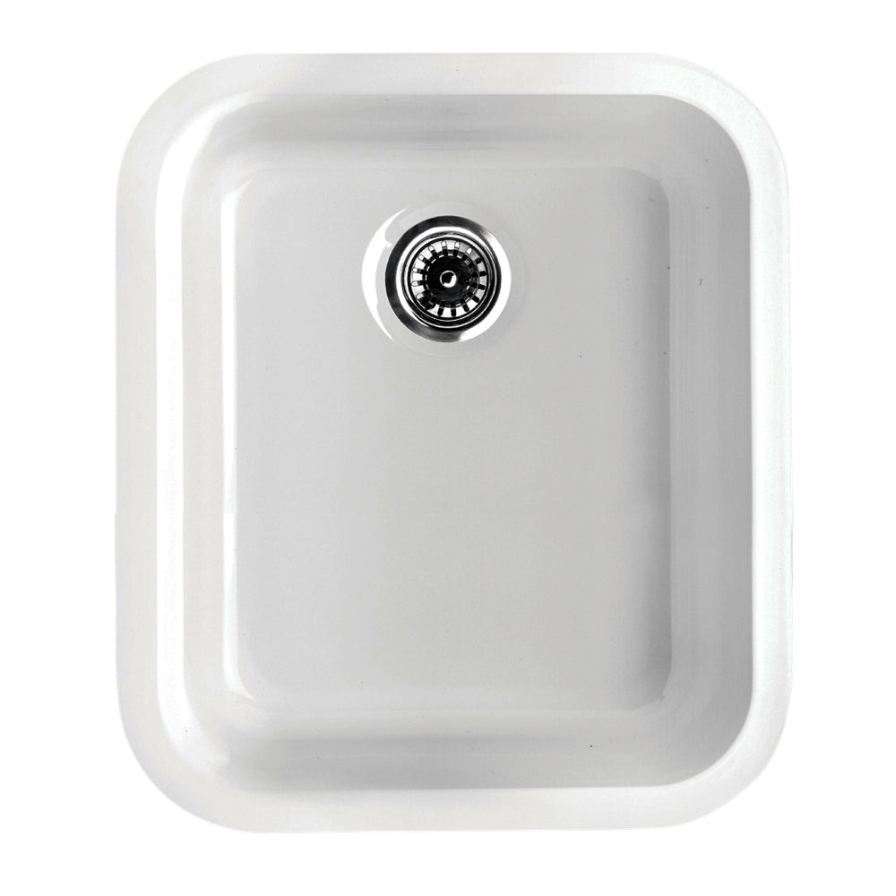 Whitehaus WHE1822 Elementhaus Fireclay Rectangular Drop-in/Undermount Sink with 3 1/2" Rear Center Drain