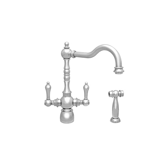 Whitehaus WHEG-34654-C Englishhaus Dual Lever Handle Faucet with Traditional Swivel Spout, Solid Lever Handles and Solid Brass Side Spray