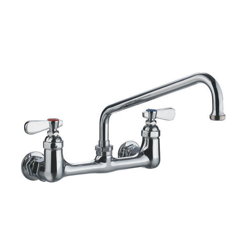 Whitehaus WHFS9814-12-C Heavy Duty Wall Mount Utility Faucet with an Extended Swivel Spout and Lever Handles