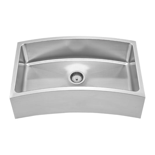 Whitehaus WHNAPCV3218 Noah'S Collection Brushed Stainless Steel Chefhaus Series Single Bowl Front Apronor Undermount Sink