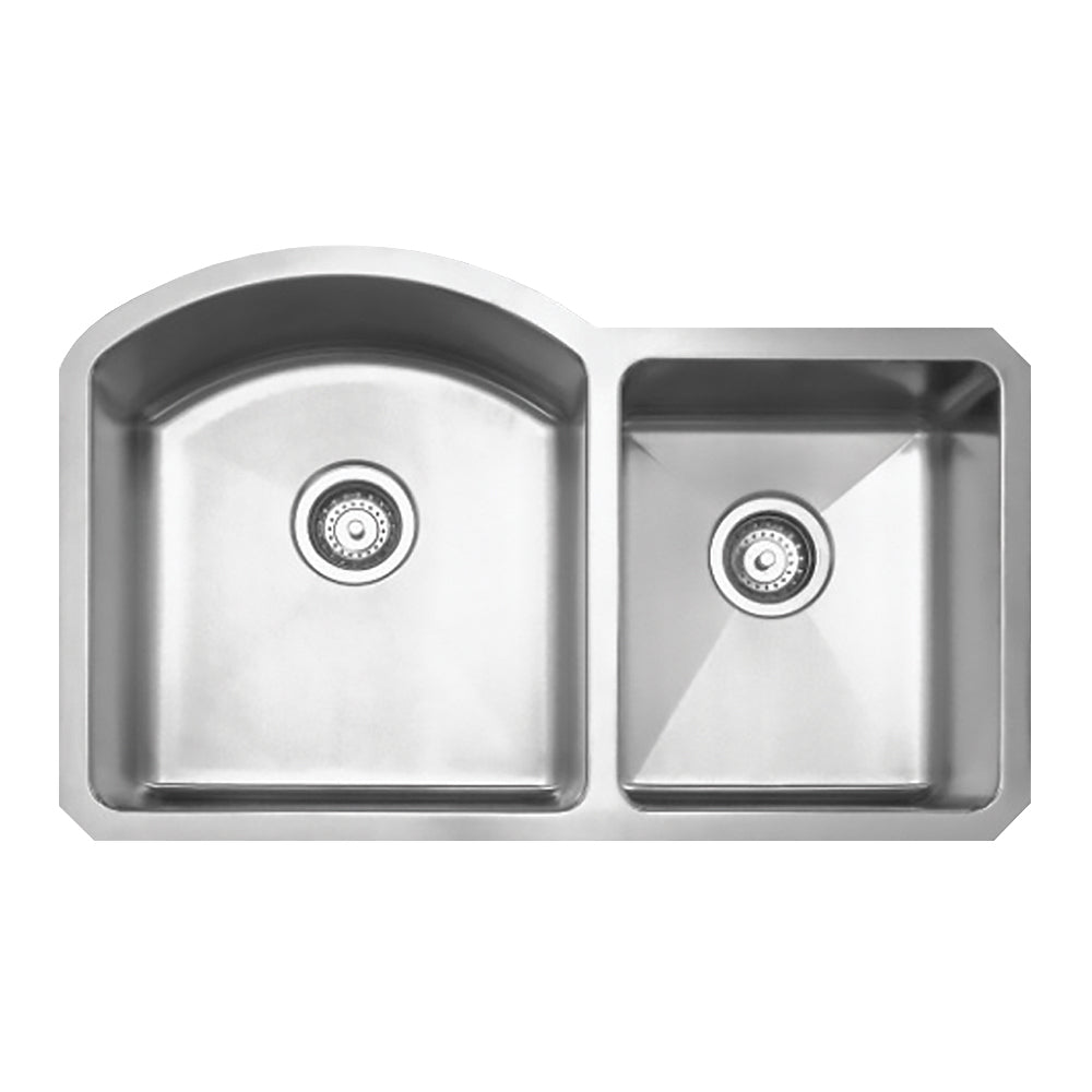 Whitehaus WHNC3220 Noah'S Collection Brushed Stainless Steel Chefhaus Series Double Bowl Undermount Sink