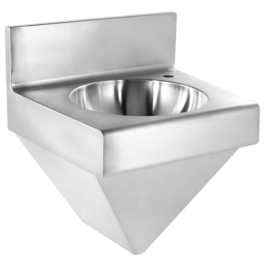 Whitehaus WHNCB1815 Noah'S Collection Brushed Stainless Steel Commercial Single Bowl Wall Mount Wash Basin