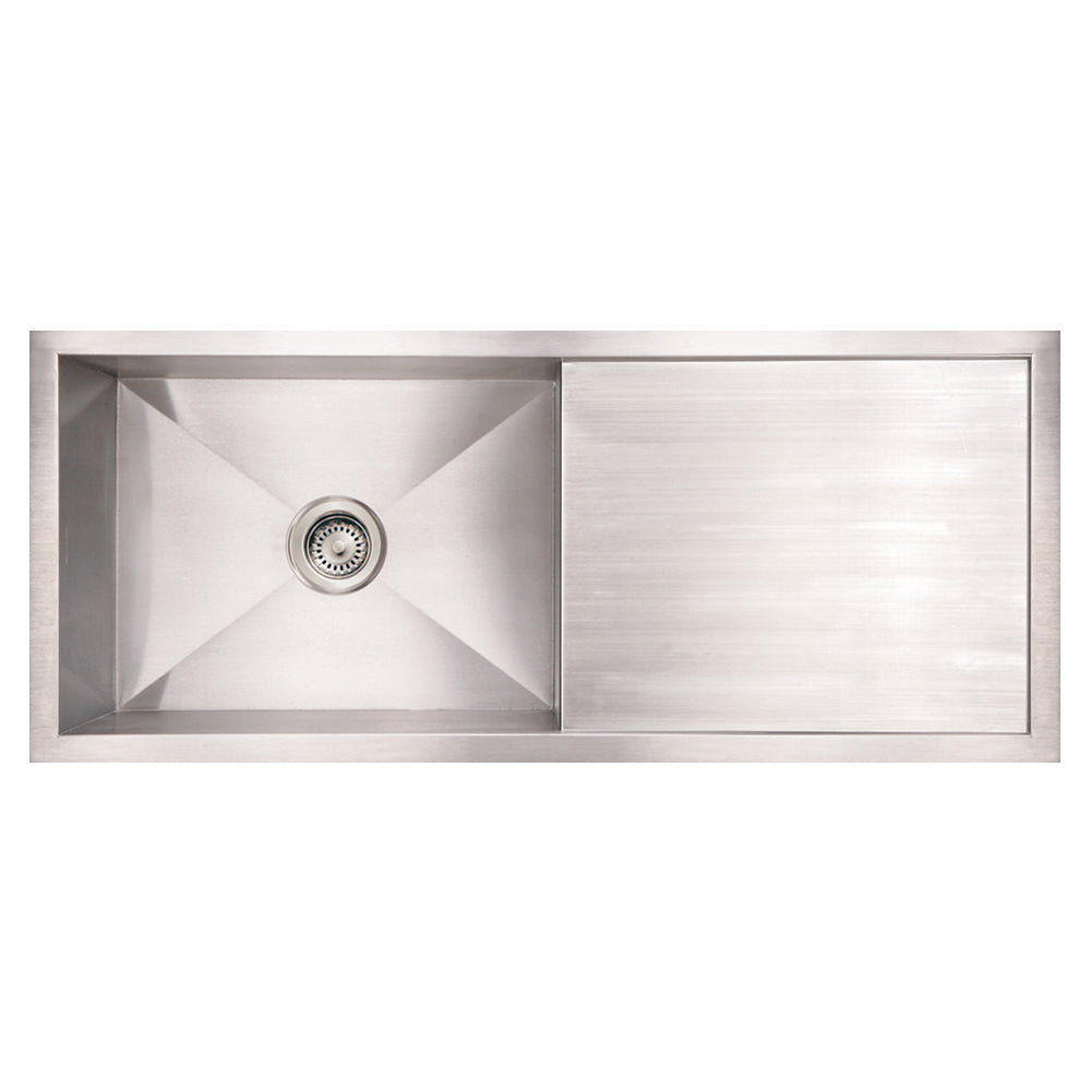 Whitehaus WHNCM4019 Noah'S Collection Brushed Stainless Steel Commercial Single Bowl Reversible Undermount Sink