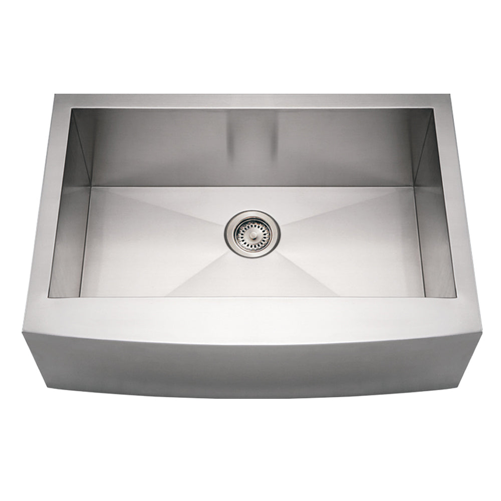 Whitehaus WHNCMAP3021 Noah'S Collection Brushed Stainless Steel Commercial Single Bowl Sink with an Arched Front Apron