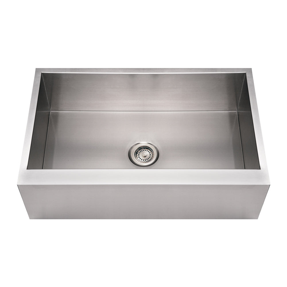 Whitehaus WHNCMAP3321 Noah's Collection Brushed Stainless Steel Commercial Single Bowl Front Apron Sink