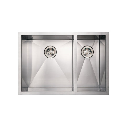 Whitehaus WHNCMD2920 Noah'S Collection Brushed Stainless Steel Commercial Double Bowl Undermount Sink