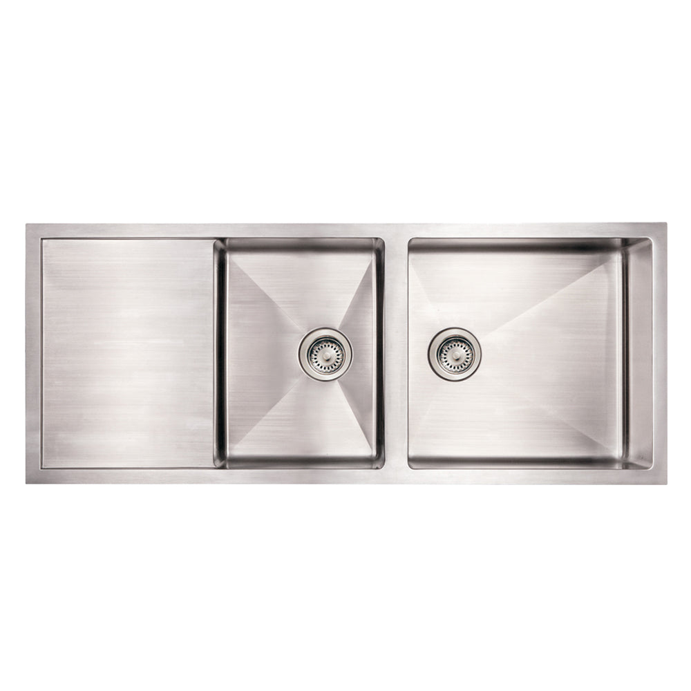 Whitehaus WHNCMD5221 Noah'S Collection Brushed Stainless Steel Commercial Double Bowl Reversible Undermount Sink