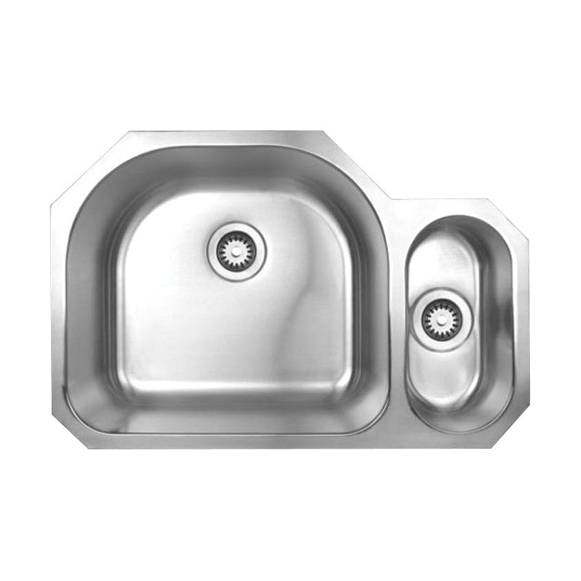 Whitehaus WHNDBU3121 Noah'S Collection Brushed Stainless Steel Double Bowl Undermount Disposal Sink