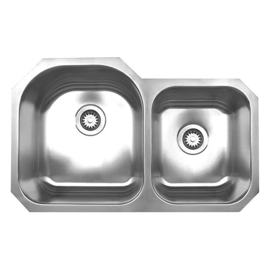 Whitehaus WHNDBU3220 Noah'S Collection Brushed Stainless Steel Double Bowl Undermount Sink