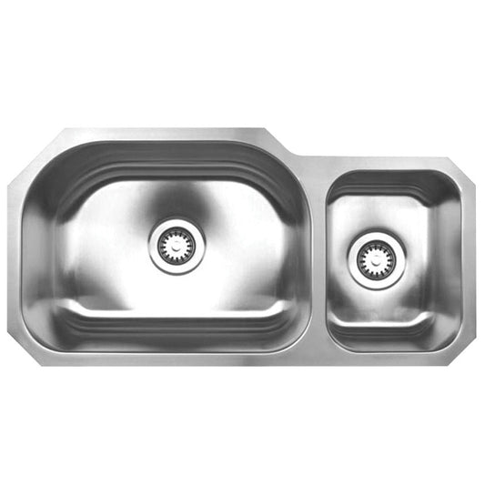 Whitehaus WHNDBU3317 Noah'S Collection Brushed Stainless Steel Double Bowl Undermount Sink