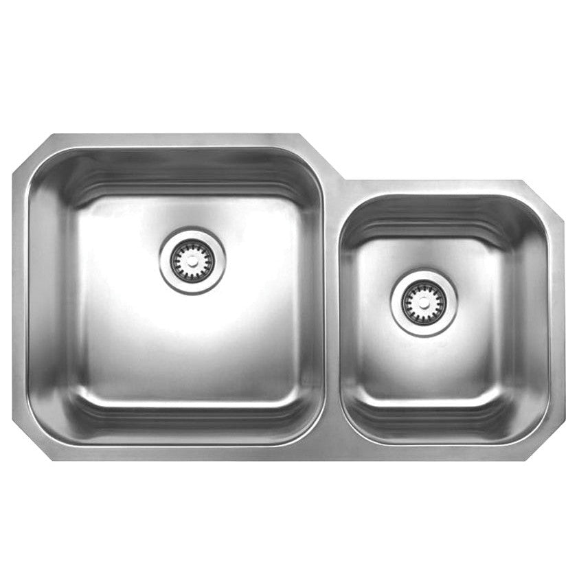 Whitehaus WHNDBU3320 Noah'S Collection Brushed Stainless Steel Double Bowl Undermount Sink