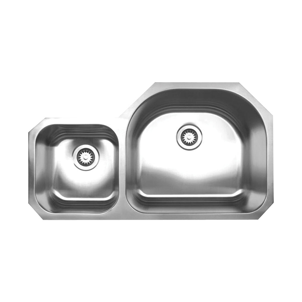 Whitehaus WHNDBU3721 Noah'S Collection Brushed Stainless Steel Double Bowl Undermount Sink