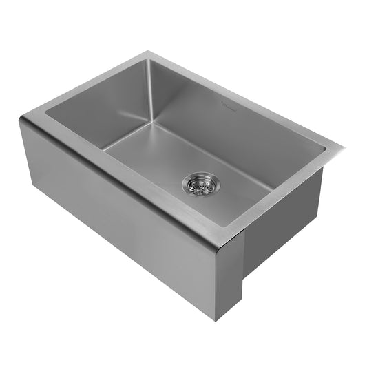 Whitehaus WHNPL3020-GM Noah Plus 16 gauge Single Bowl Undermount Sink Set with a seamless customized front Apron