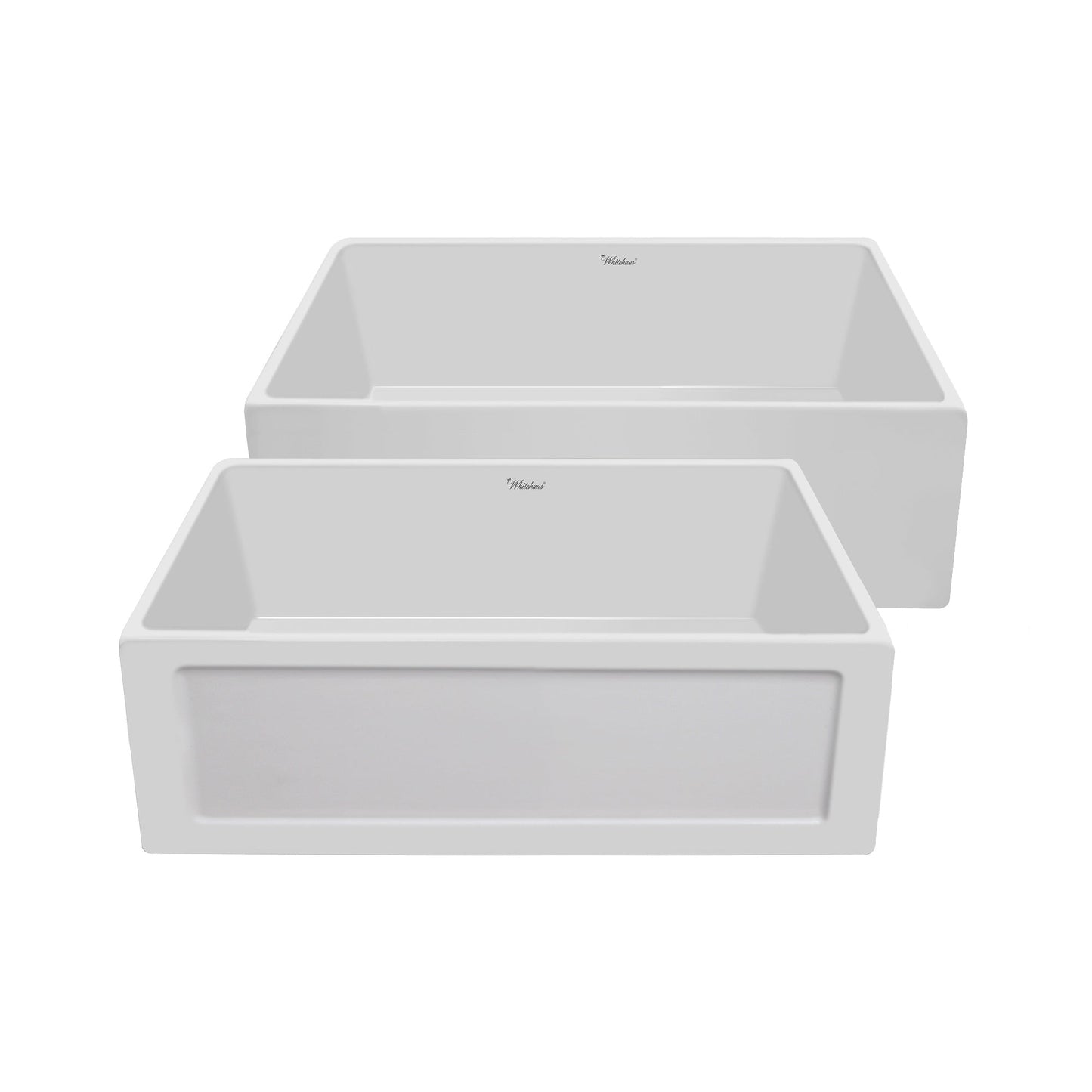 Whitehaus WHPLCON2719 Farmhaus Fireclay Reversible 27" Sink with a Plain Front Apron on One Side