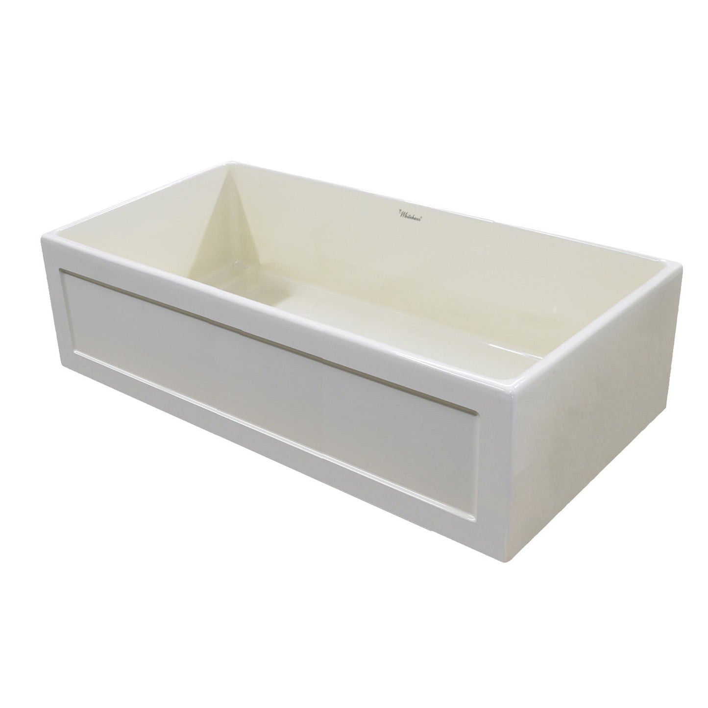 Whitehaus WHPLCON3319-BISCUIT Fireclay 33" Large Reversible Sink with Concave Front Apron on One Side