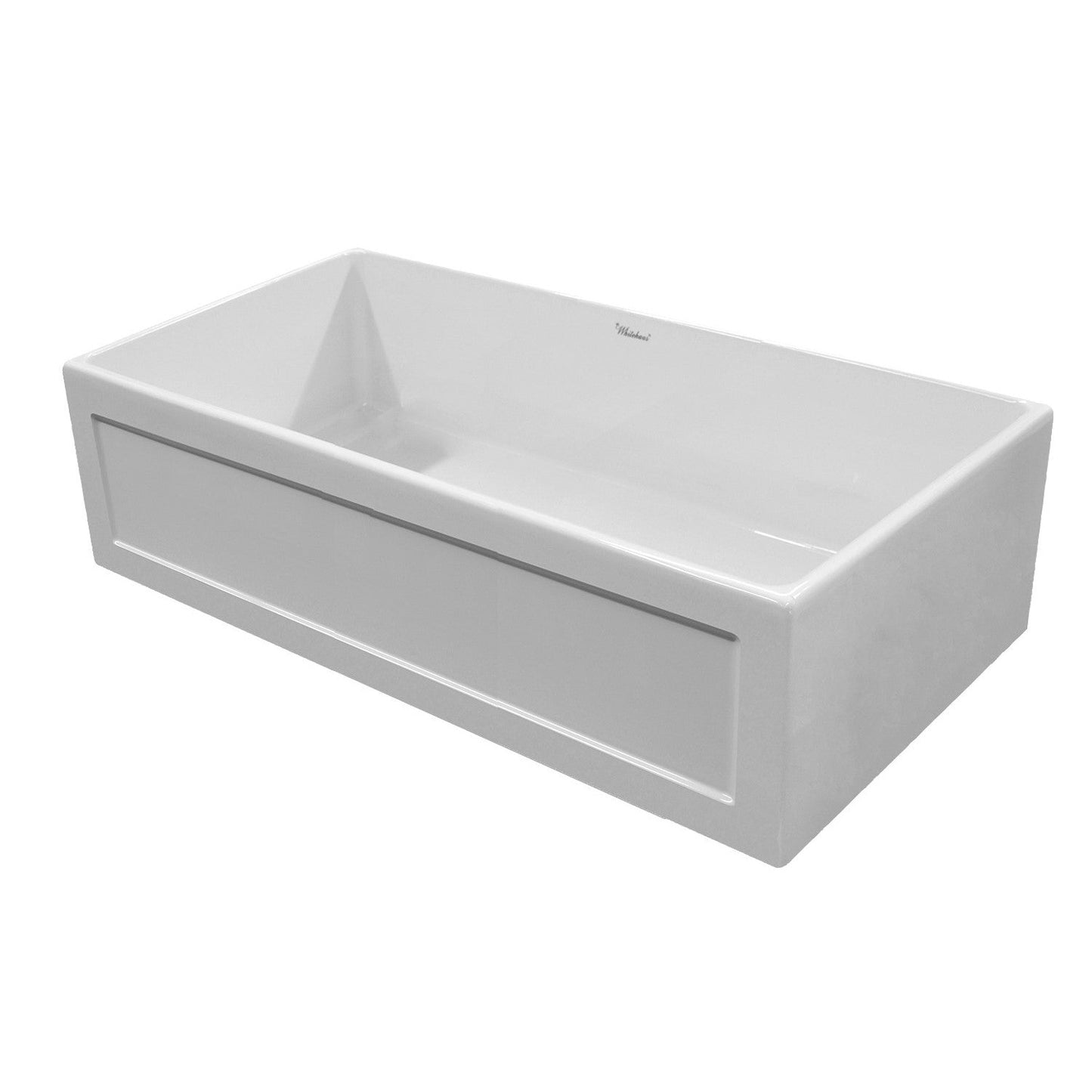 Whitehaus WHPLCON3319-WHITE Fireclay 33" Large Reversible Sink with Concave Front Apron on One Side