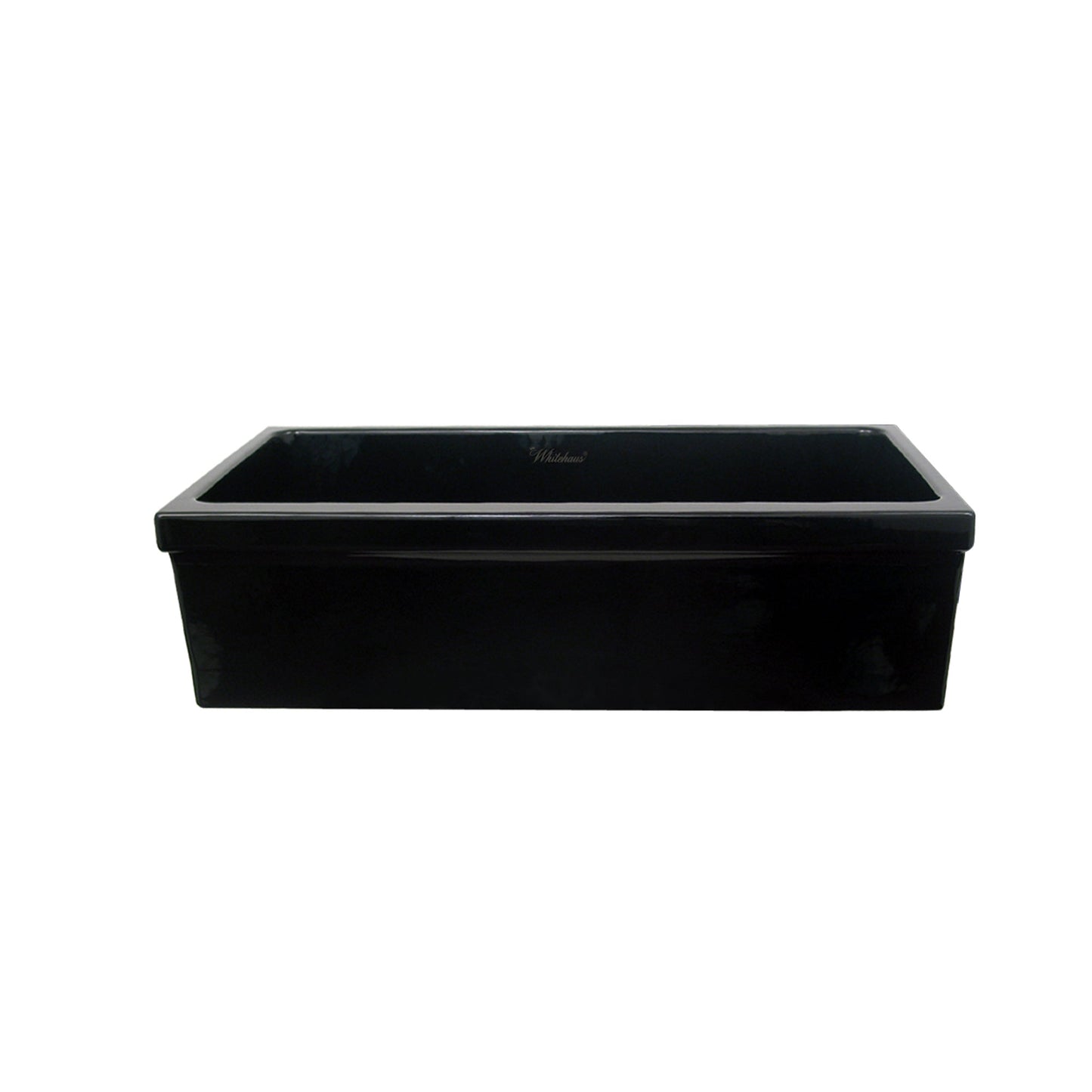 Whitehaus WHQ536-BLACK Farmhaus Fireclay Quatro Alcove Large Reversible Sink with Decorative 2 1/2" Lip on One Side