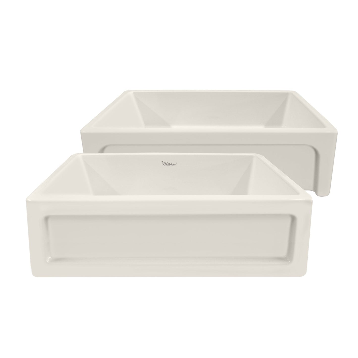 Whitehaus WHQ5550-BISCUIT Shakerhaus 33" Reversible Kitchen Fireclay Sink