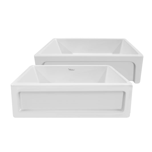 Whitehaus WHQ5550-WHITE Shakerhaus 33" Reversible Kitchen Fireclay Sink