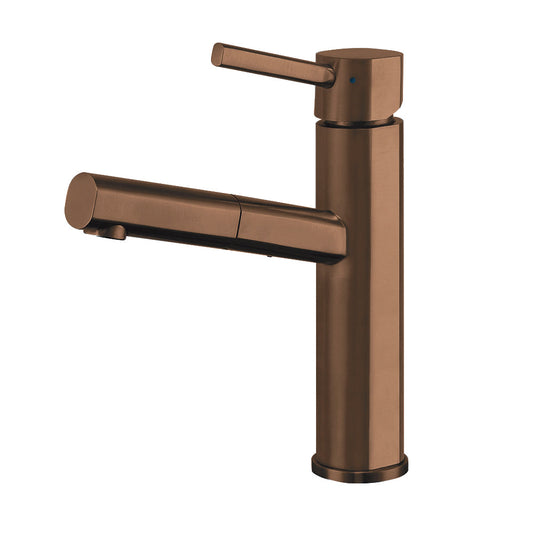 Whitehaus WHS1394-PSK-CO Waterhaus Lead-Free Solid Stainless Steel, Single Hole, Single Lever Kitchen Faucet with Pull-out Spray Head
