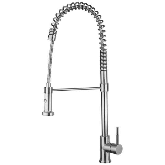 Whitehaus WHS1634-SK-PSS Waterhaus Lead Free Solid Stainless Steel Commerical Single-Hole Faucet
