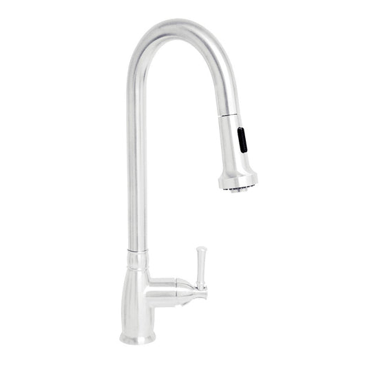 Whitehaus WHS6800-PDK-PSS Waterhaus Lead Free Solid Stainless Steel Single-Hole Faucet with Gooseneck Swivel Spout