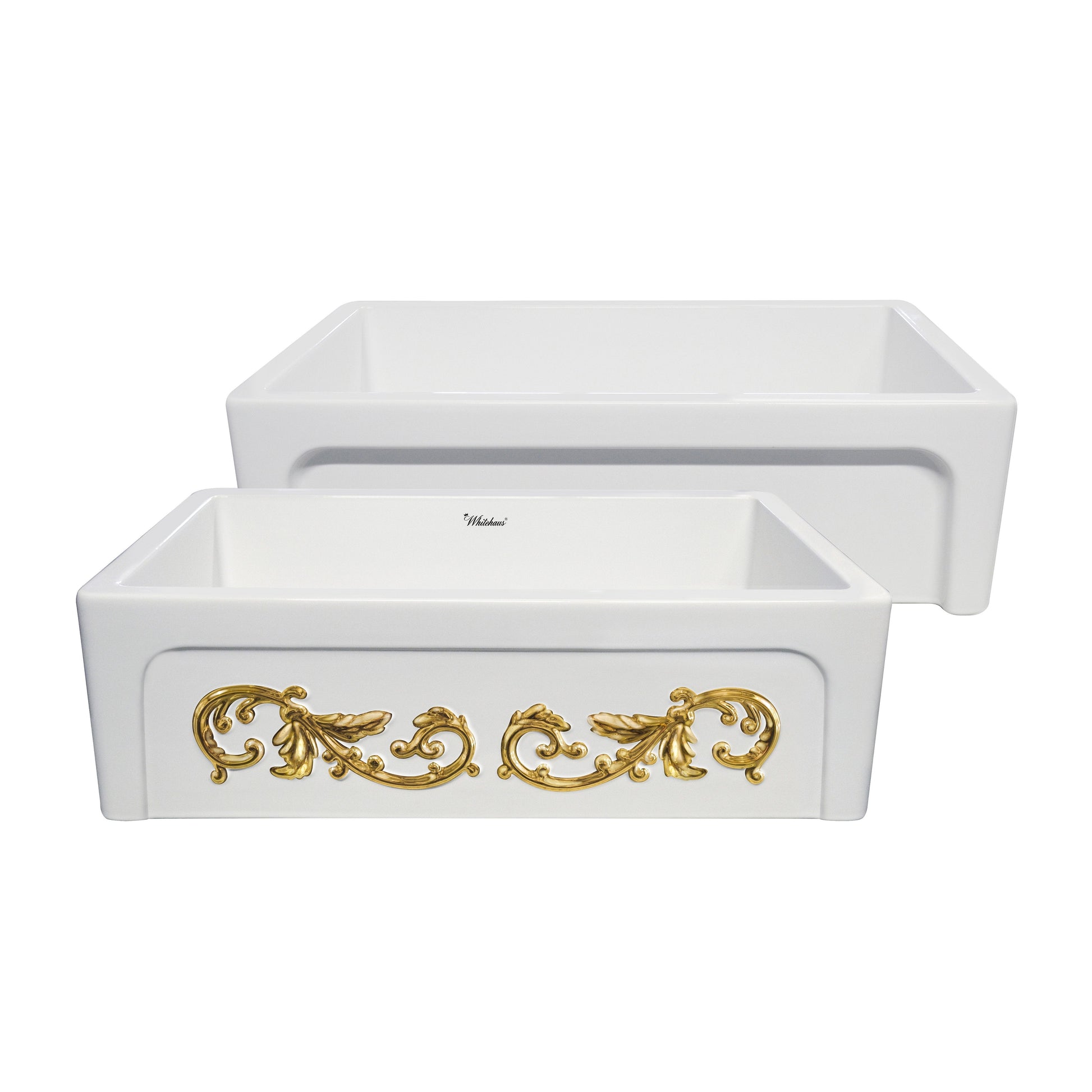 Whitehaus WHSIV3333OR-GOLD St. Ives Ornamental 33" Reversible Fireclay Kitchen Sink