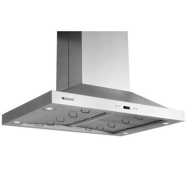 XtremeAir Pro-X Series 30" Non-Magnetic Stainless Steel Island Mount Range Hood Square Corner With Grease Drain Tunnel