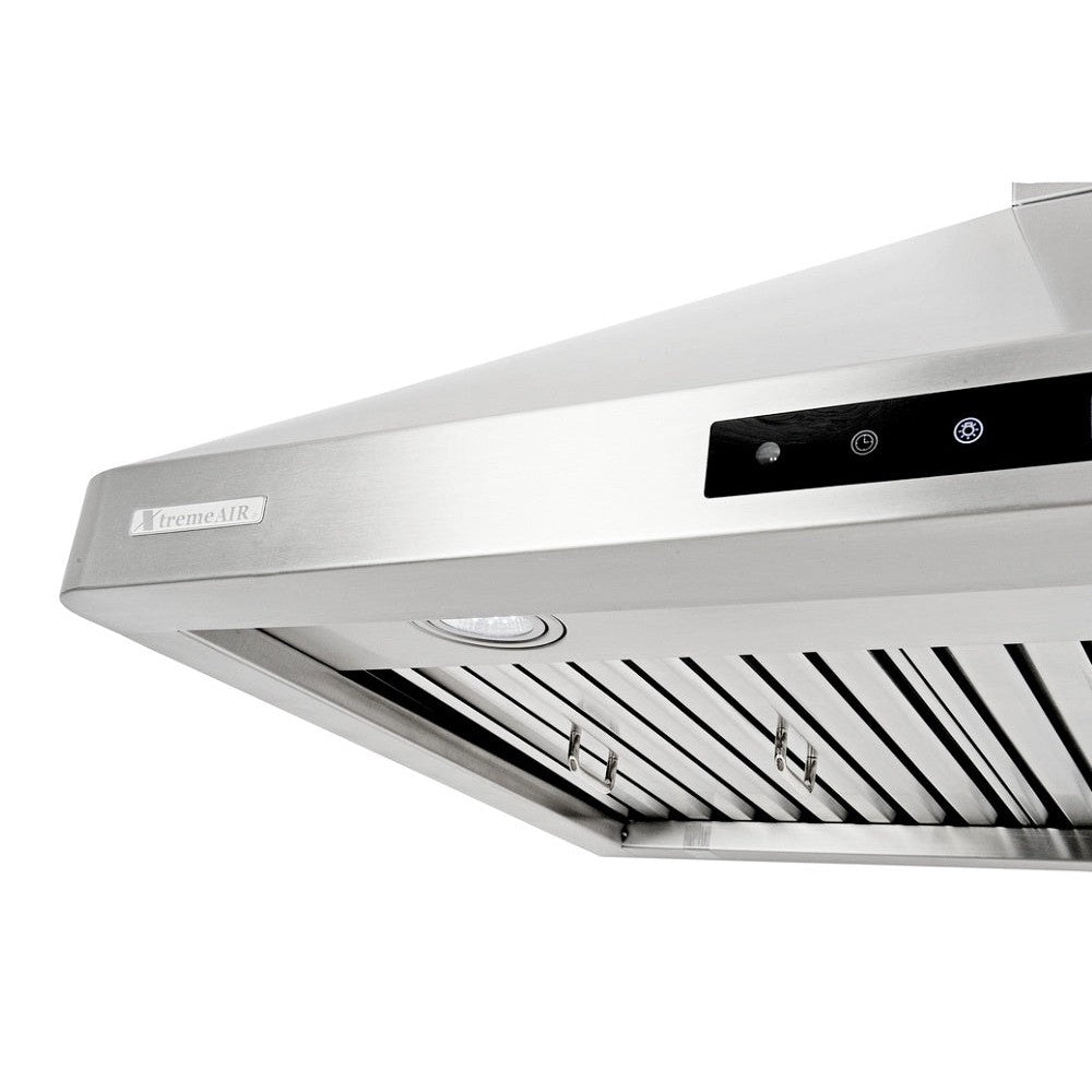 XtremeAir Pro-X Series 30" Non-Magnetic Stainless Steel Wall Mount Range Hood Radius Corner With Grease Drain Tunnel