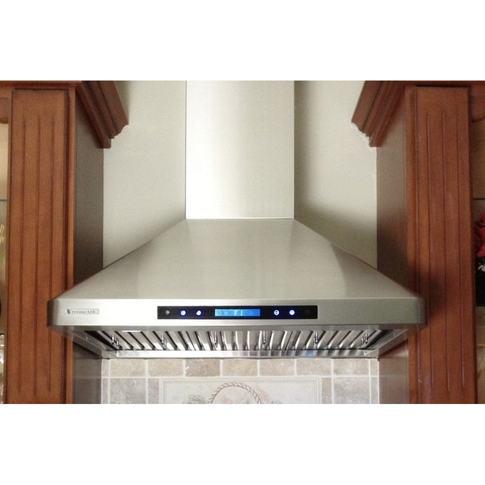 XtremeAir Pro-X Series 30" Non-Magnetic Stainless Steel Wall Mount Range Hood Radius Corner With Grease Drain Tunnel