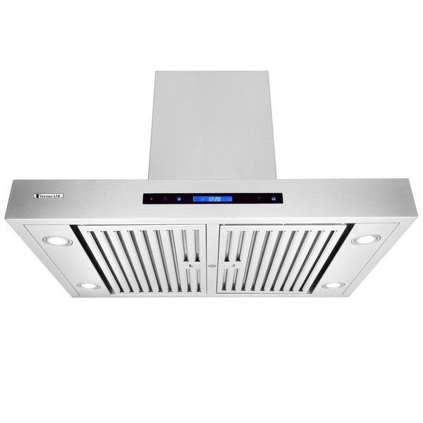 XtremeAir Pro-X Series 36" Non-Magnetic Stainless Steel Island Mount Range Hood T-Shape Body With Grease Drain Tunnel