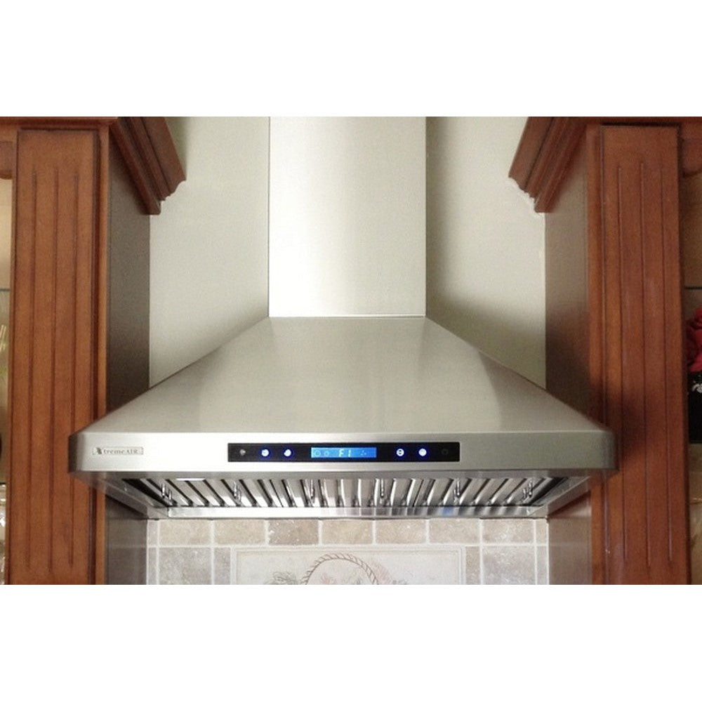XtremeAir Pro-X Series 36" Non-Magnetic Stainless Steel Wall Mount Range Hood Radius Corner With Grease Drain Tunnel