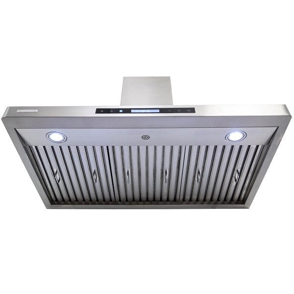 XtremeAir Pro-X Series 36" Non-Magnetic Stainless Steel Wall Mount Range Hood Step Front Body With Grease Drain Tunnel