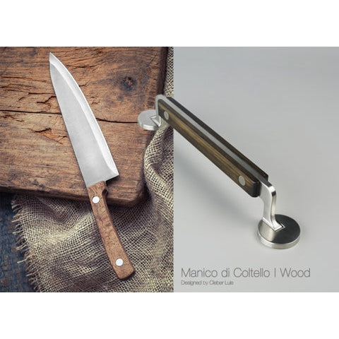ZEN Design Manico Di Coltello 7" Brushed Nickel Center Cabinet Wood Handle