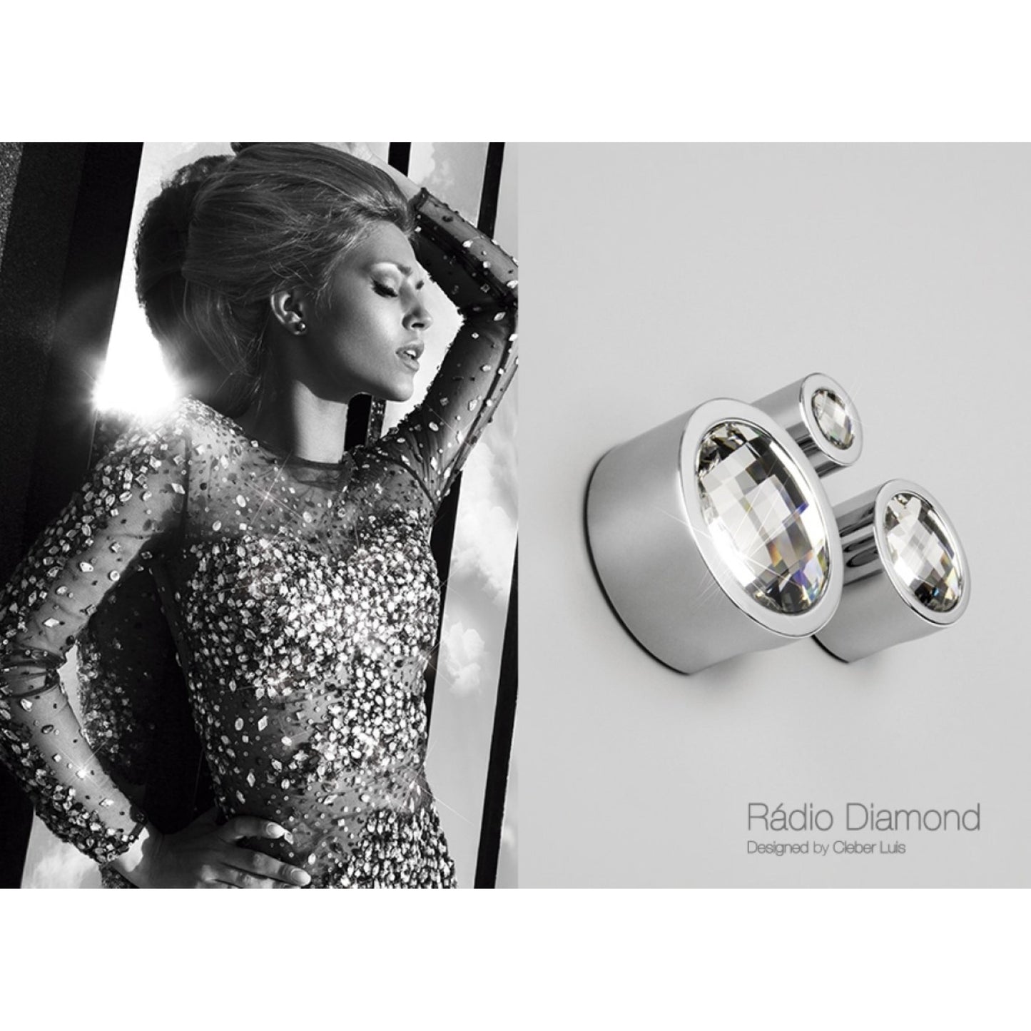 ZEN Design Radio 1" Diameter Chrome Diamond Cabinet Knob