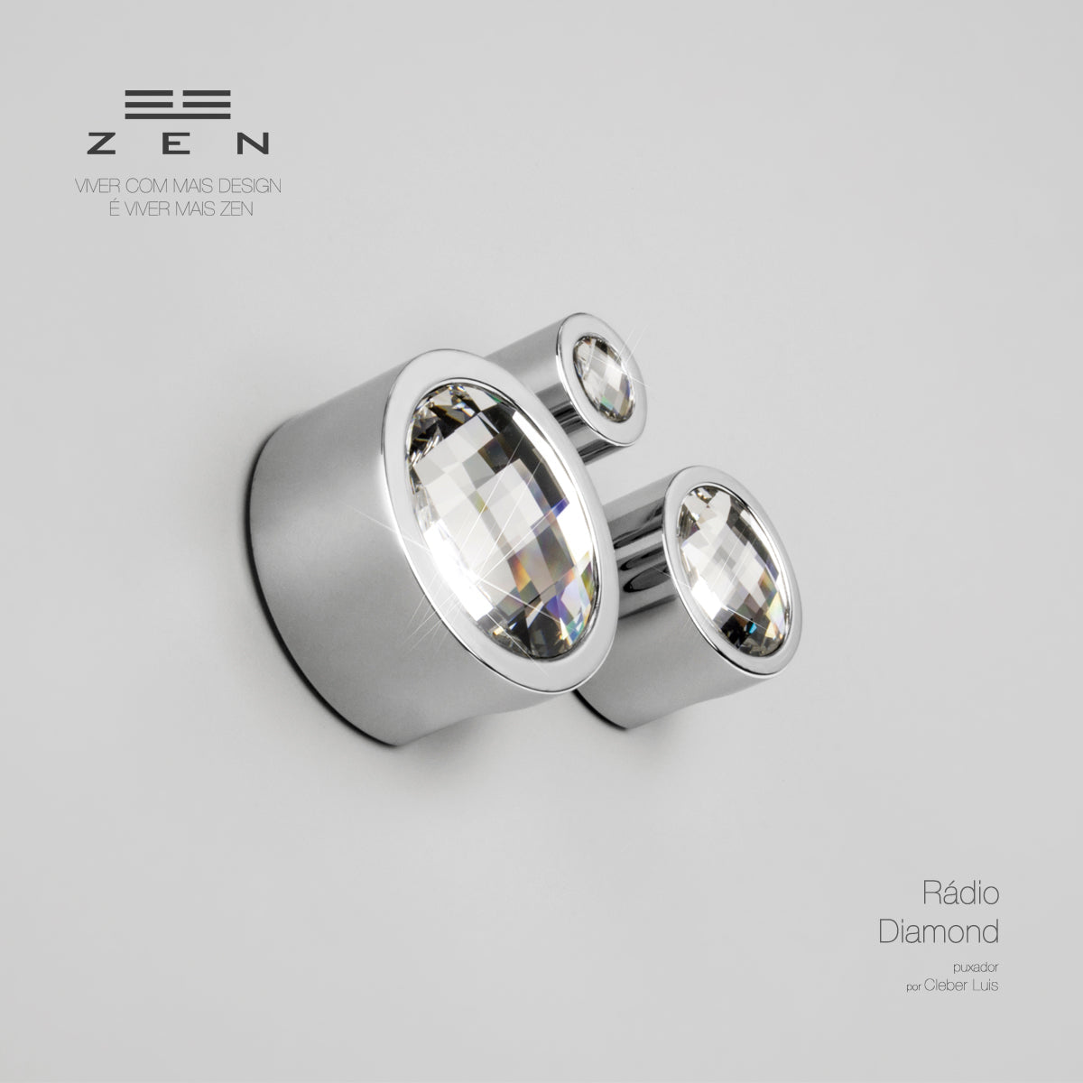 ZEN Design Radio 2" Diameter Chrome Diamond Cabinet Knob