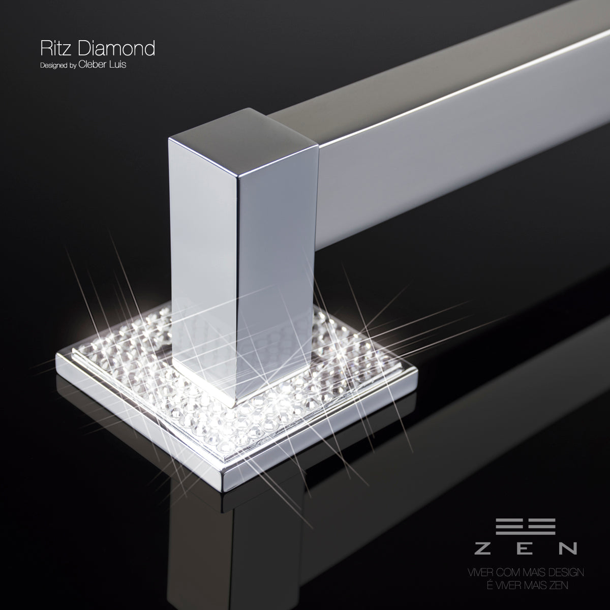 ZEN Design Ritz 34" x 3" Diamond Chrome Single Door Pull