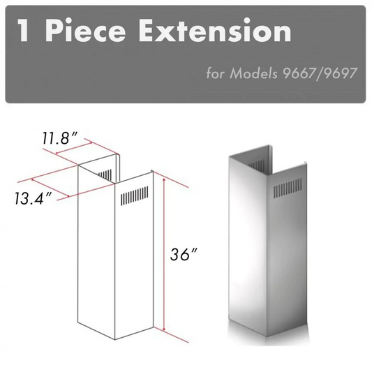 ZLINE 1-36" Chimney Extension for 9 ft. to 10 ft. Ceilings (1PCEXT-9667/9697)