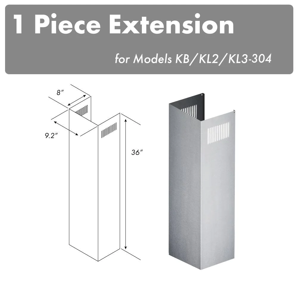 ZLINE 1-36" Chimney Extension for 9 ft. to 10 ft. Ceilings (1PCEXT-KB/KL2/KL3-304)