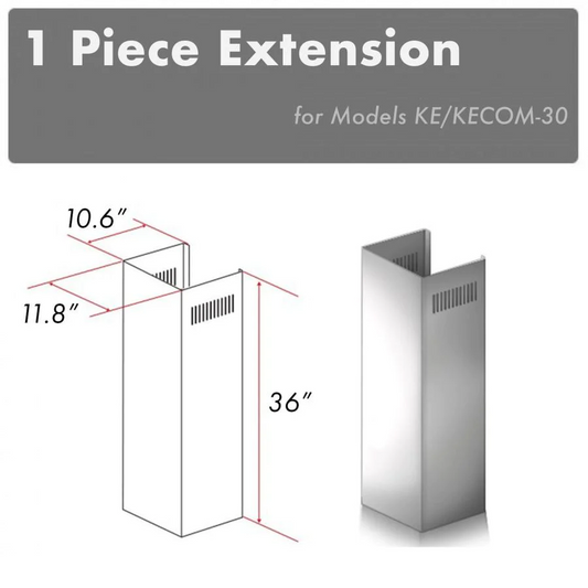 ZLINE 1-36" Chimney Extension for 9 ft. to 10 ft. Ceilings (1PCEXT-KE/KECOM-30)